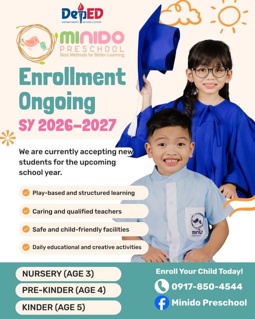 Minido Preschool Opens Enrollment for SY 2026-2027